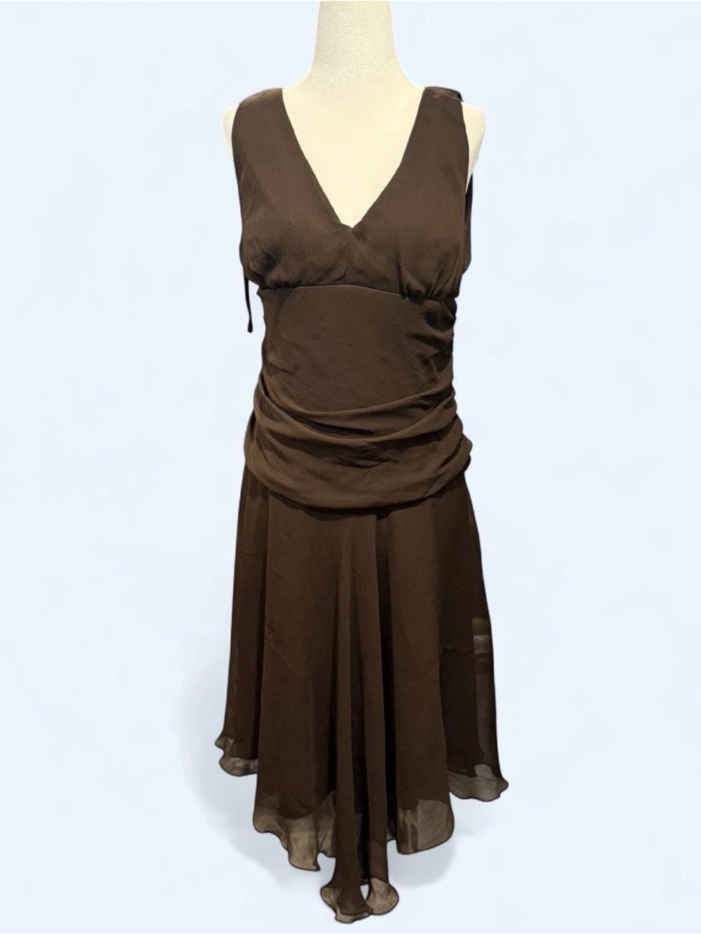 Vintage style chocolate brown chiffon dress🤎